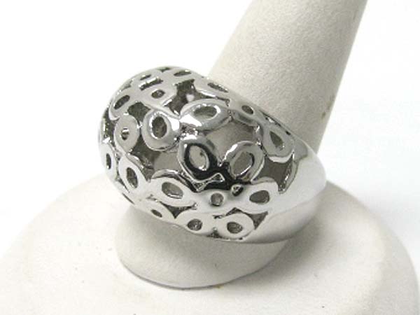 Flower pattern puffy fashion metal ring 