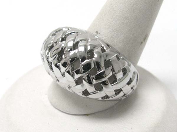 Mesh pattern puffy fashion metal ring 