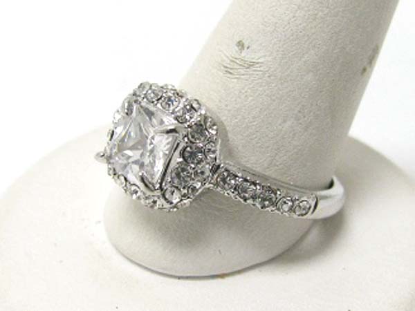 Crystal stud thin engagement style ring 