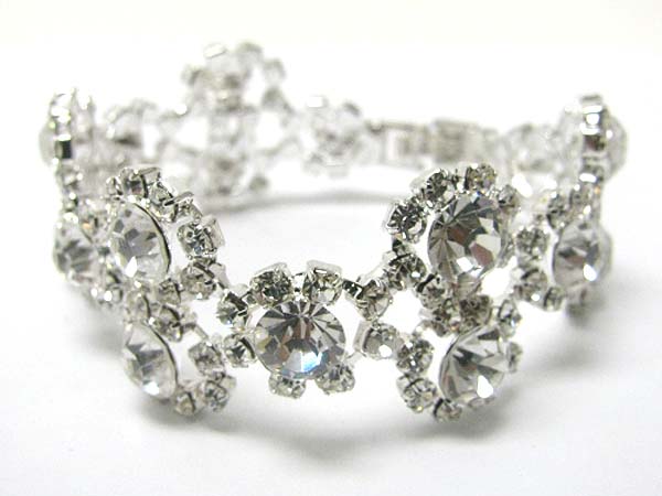 Crystal and rhinestone link bracelet