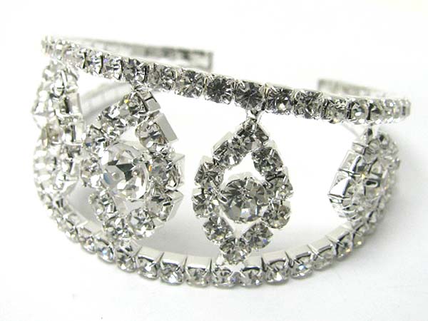 Crystal and rhinestone link cuff bangle