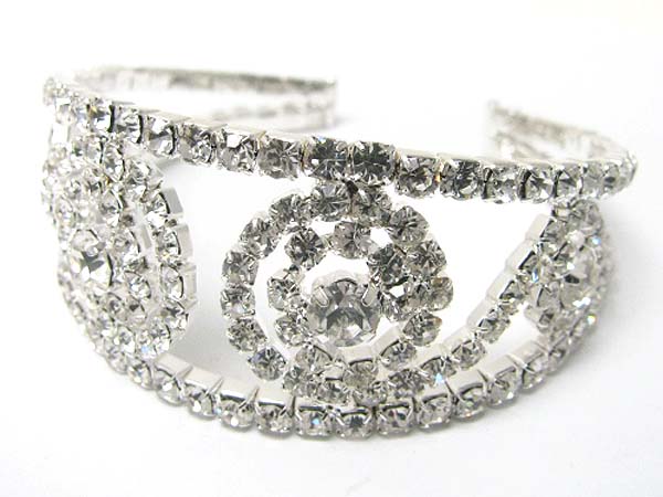 Crystal and rhinestone link cuff bangle