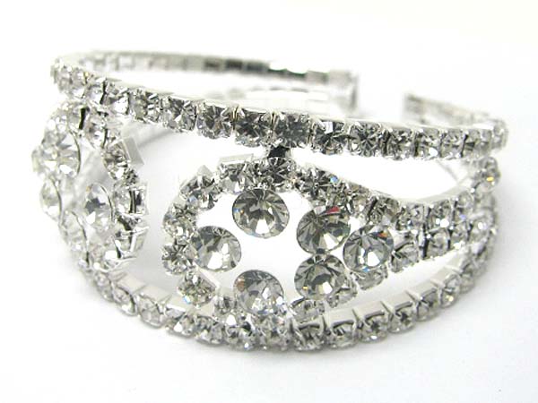 Crystal and rhinestone link cuff bangle