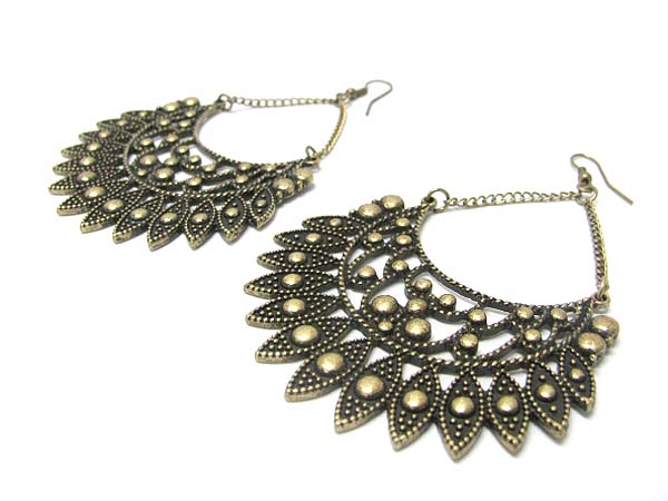 Textured metal arc drop earring