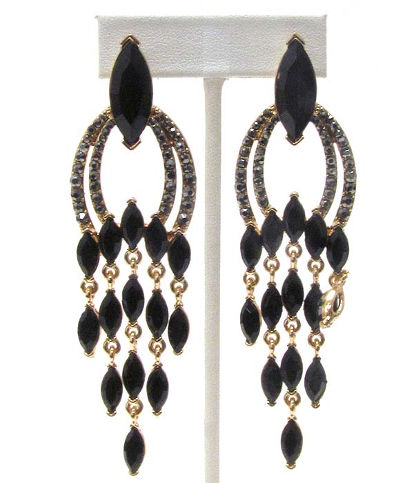 Crystal and facet arrowhead stone drop earring