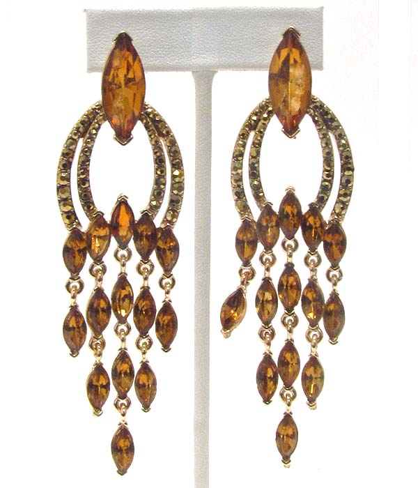 Crystal and facet arrowhead stone drop earring