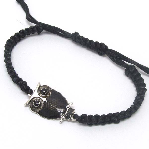 Epoxy owl and braided yarn friendship bracelet