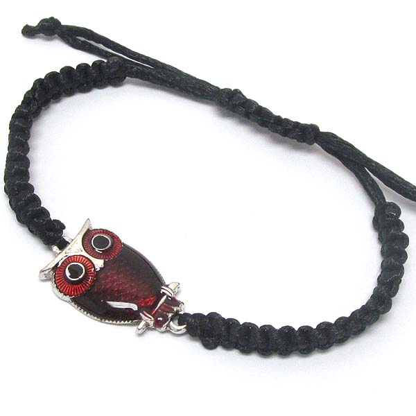 Epoxy owl and braided yarn friendship bracelet