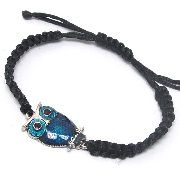 Epoxy owl and braided yarn friendship bracelet