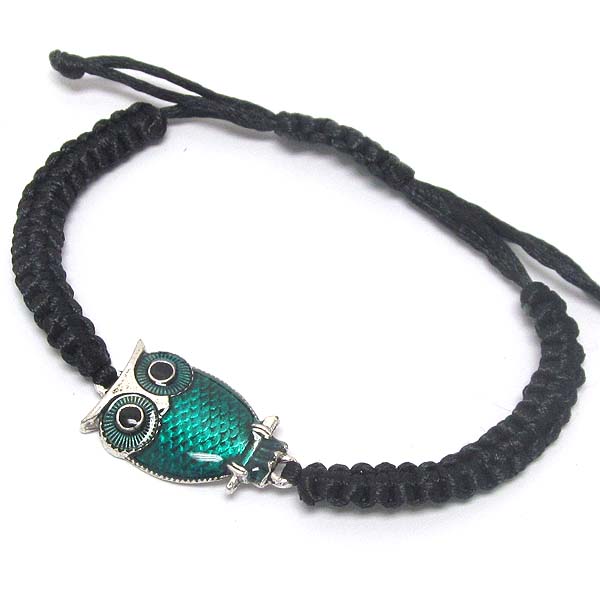 Epoxy owl and braided yarn friendship bracelet