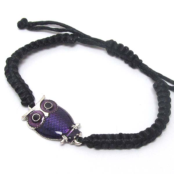 Epoxy owl and braided yarn friendship bracelet