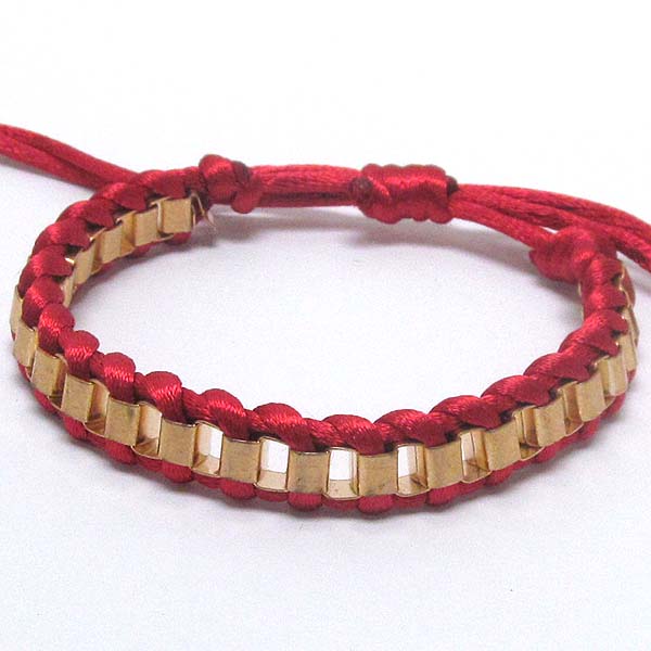 Metal and yarn mix chain friendship bracelet