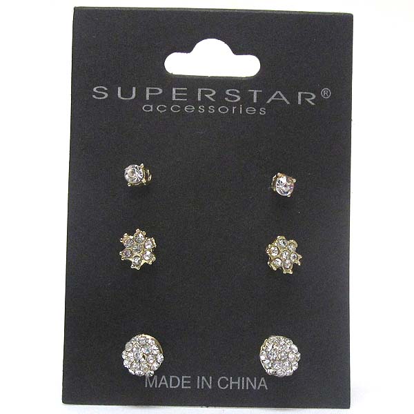 Crystal deco earring set of 3 - snowflake