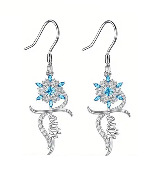 Snowflake cross earring - faith