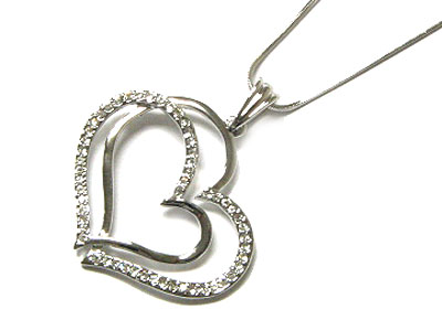 Crystal dual heart necklace