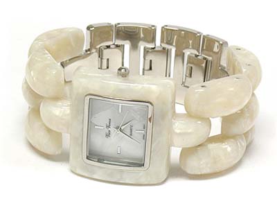 Bulky square marblic acryl fashion watch