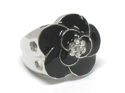 Crystal deco epoxy cover flower shape ring 