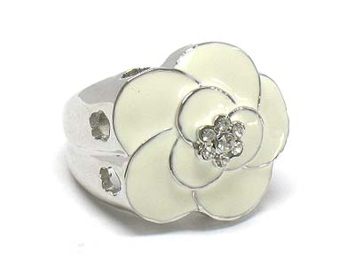 Crystal deco epoxy cover flower shape ring 