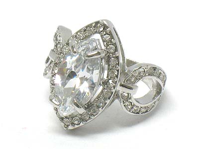 Boutique style large cubic and crystal deco ring