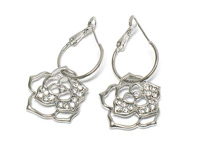 Crystal deco rose dangle earring