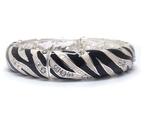 Crystal zebra print metal stretch bracelet