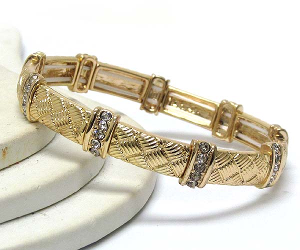 Designer style metal crystal pattern stretch bracelet