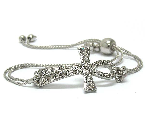 Crystal ankh cross friendship function strech bracelet