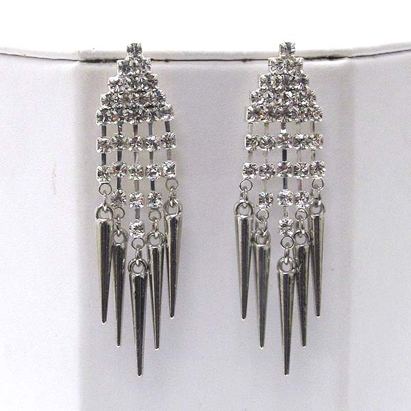 Crystal with spike short drop earring