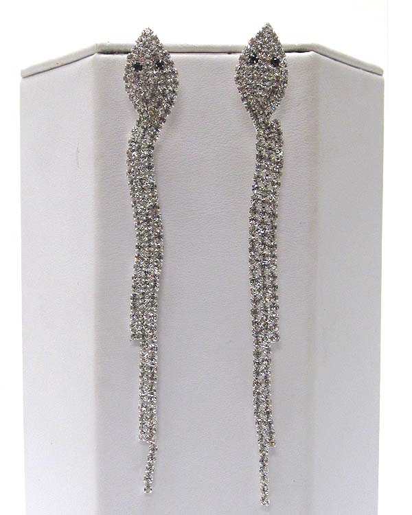 Rhinestone long snake drop earring