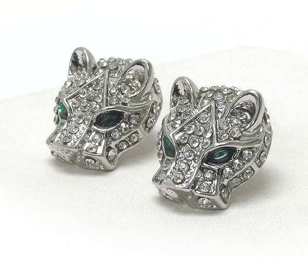 Crystal jaguar stud earring