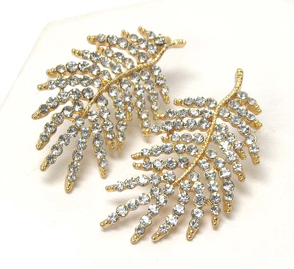 Crystal textured leaf earring