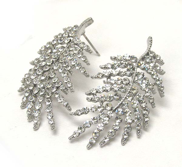 Crystal textured leaf earring