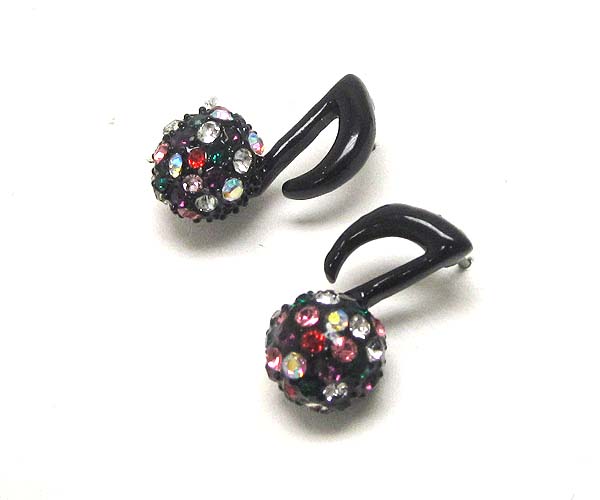 Crystal music note stud earring