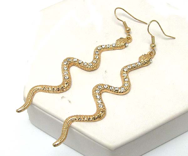 Crystal thin snake drop earring