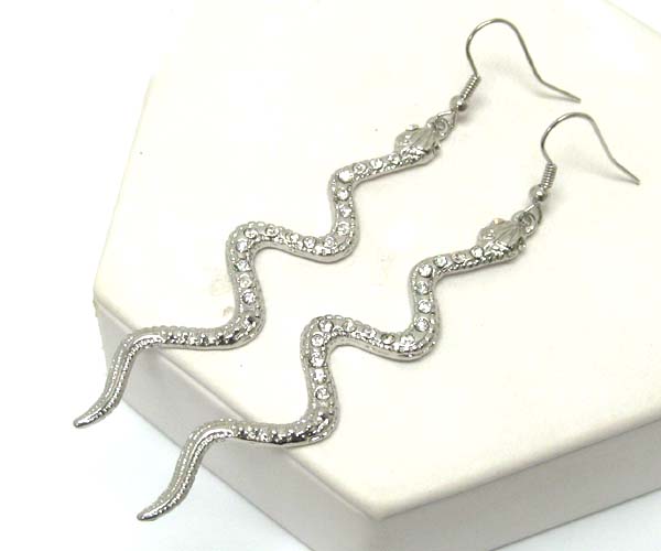 Crystal thin snake drop earring