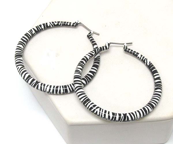 Zebra print metal art hollow hoop earring - hoops