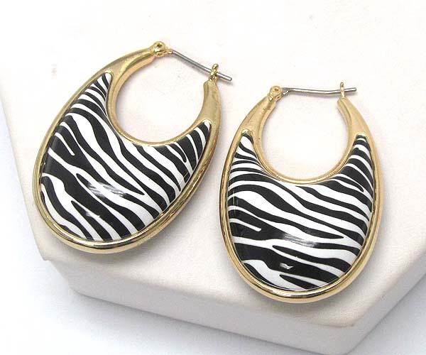 Zebra  print metal art tear drop earring