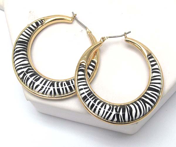 Zebra print metal art hoop earring - hoops