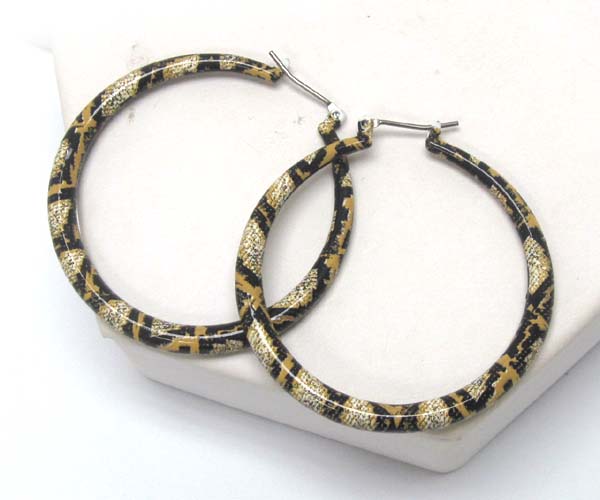 Snake skin print metal art hollow hoop earring - hoops