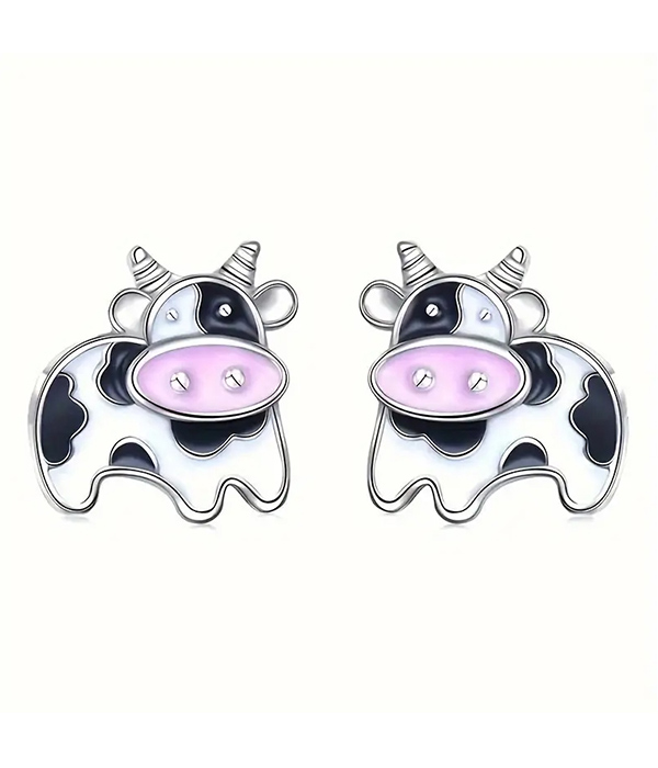 Epoxy cow earring