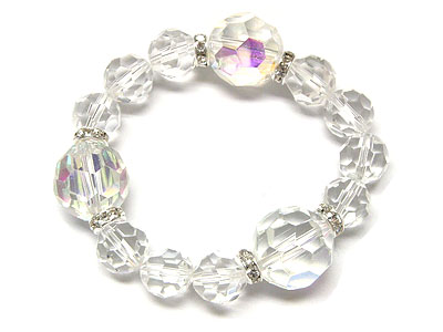 Glass beads and crystal ring bracelet