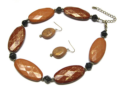 Patina beads necklace and earring set