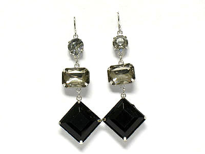 Crystal and expoxy stone linear drop earring