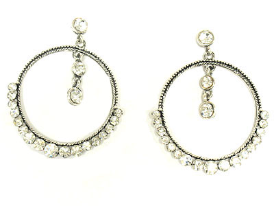 Austrian crystal dangle hoop drop earring - hoops