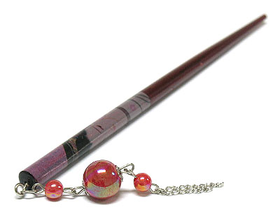 Geisha painted wooden hair stick 