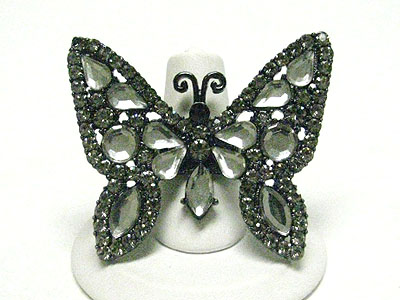 Crystal butterfly stretch ring