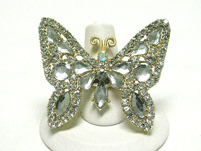 Crystal butterfly stretch ring