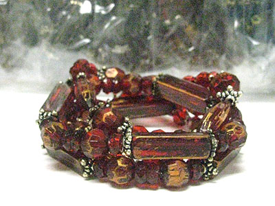 Sell by dozen - multi row patina beads stretch bracelet mens jewelry