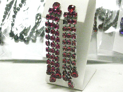 Sell by dozen - mixed color rhinestone drop earring mens jewelry