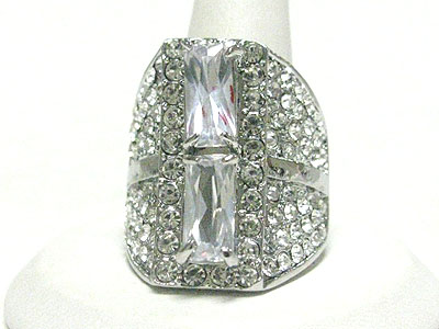 Cubic and crystal double deck ring